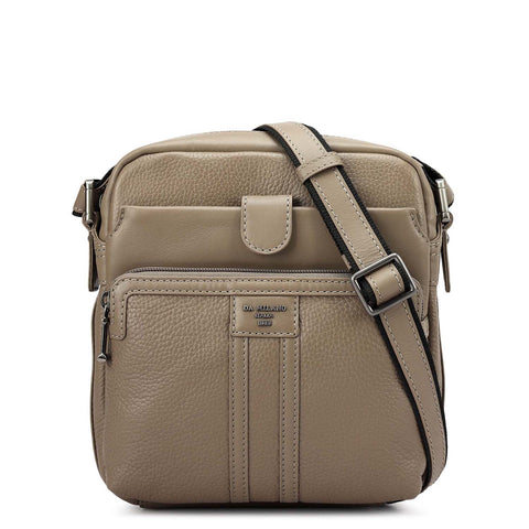 Wax Plain Leather Men Sling - Smoke Grey