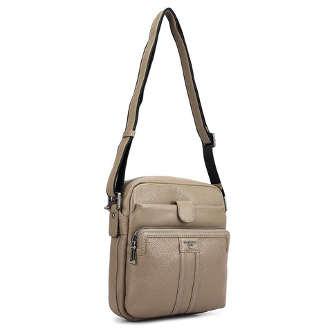 Wax Plain Leather Men Sling - Smoke Grey