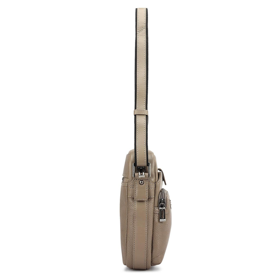 Wax Plain Leather Men Sling - Smoke Grey