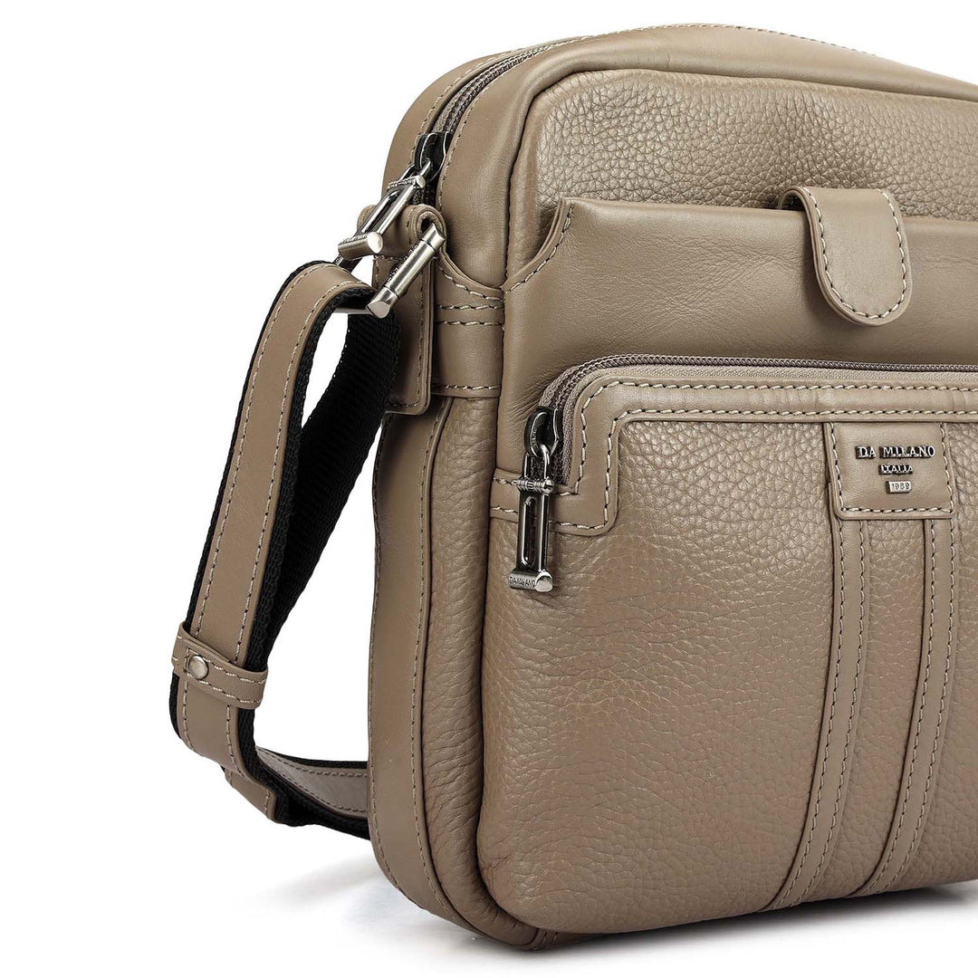 Wax Plain Leather Men Sling - Smoke Grey