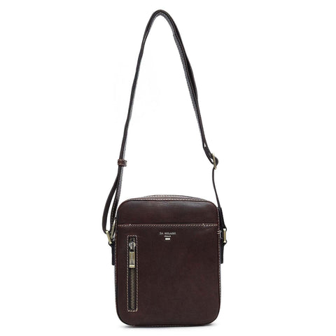 Elephant Pattern Leather Men Sling - Brown