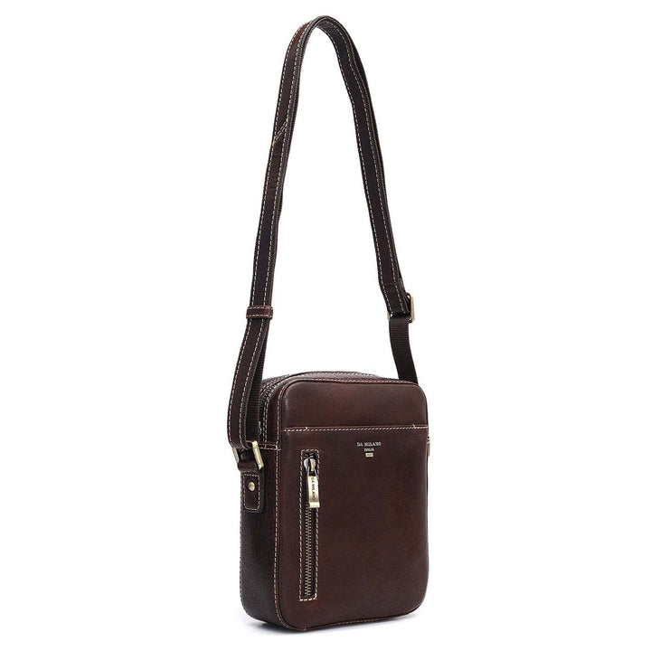 Elephant Pattern Leather Men Sling - Brown