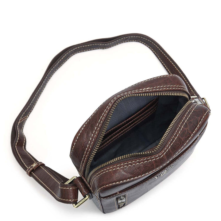 Elephant Pattern Leather Men Sling - Brown