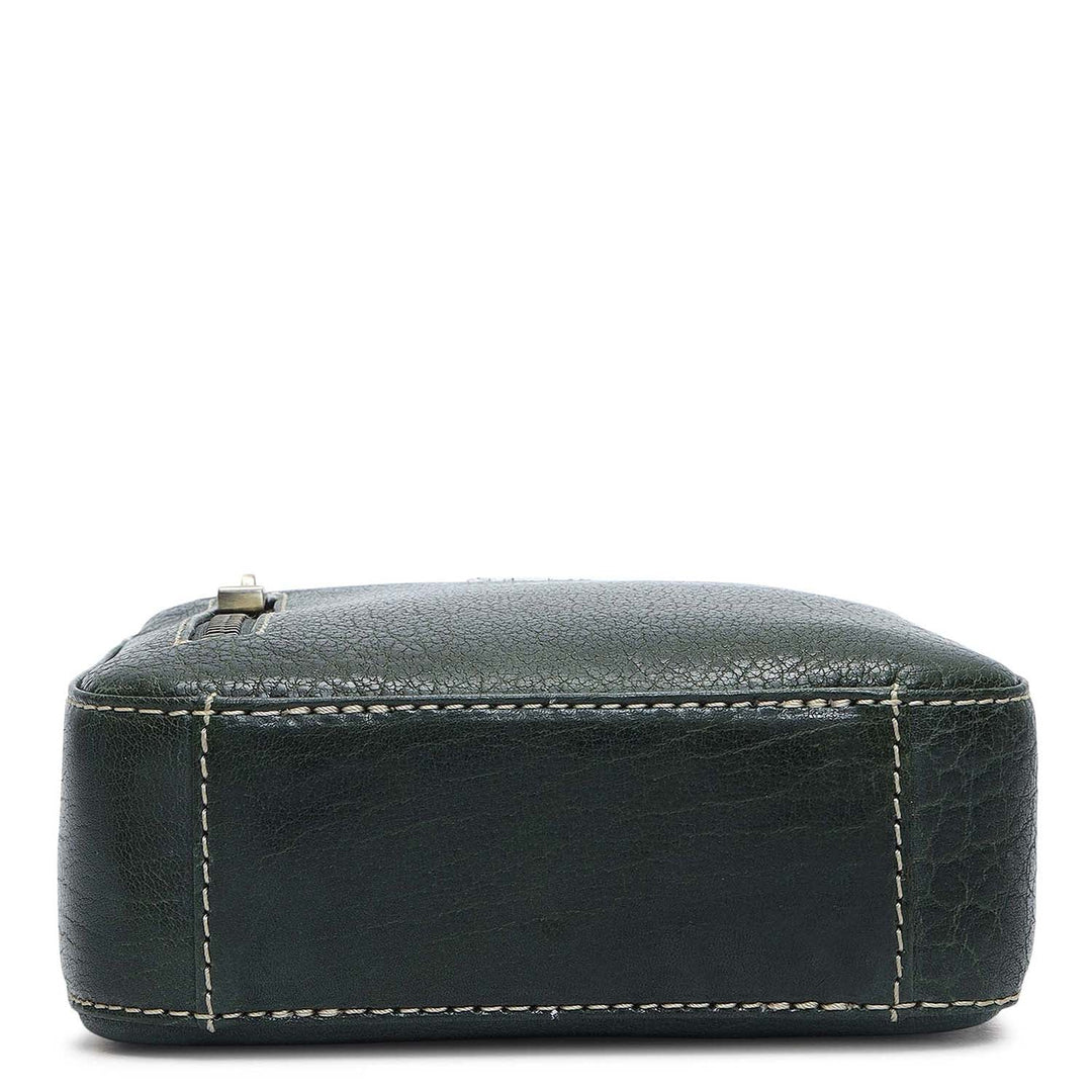 Elephant Pattern Leather Men Sling - Green