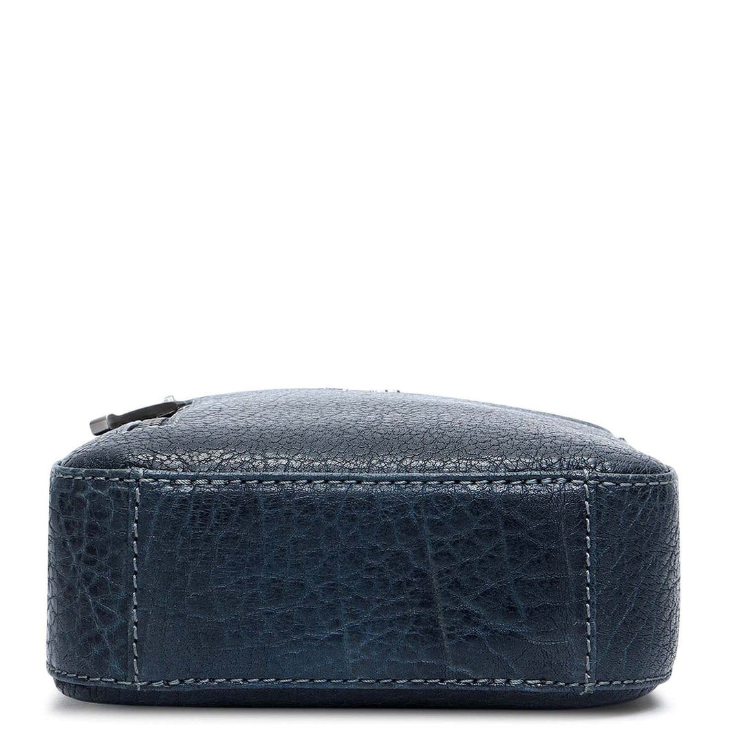 Elephant Pattern Leather Men Sling - Navy
