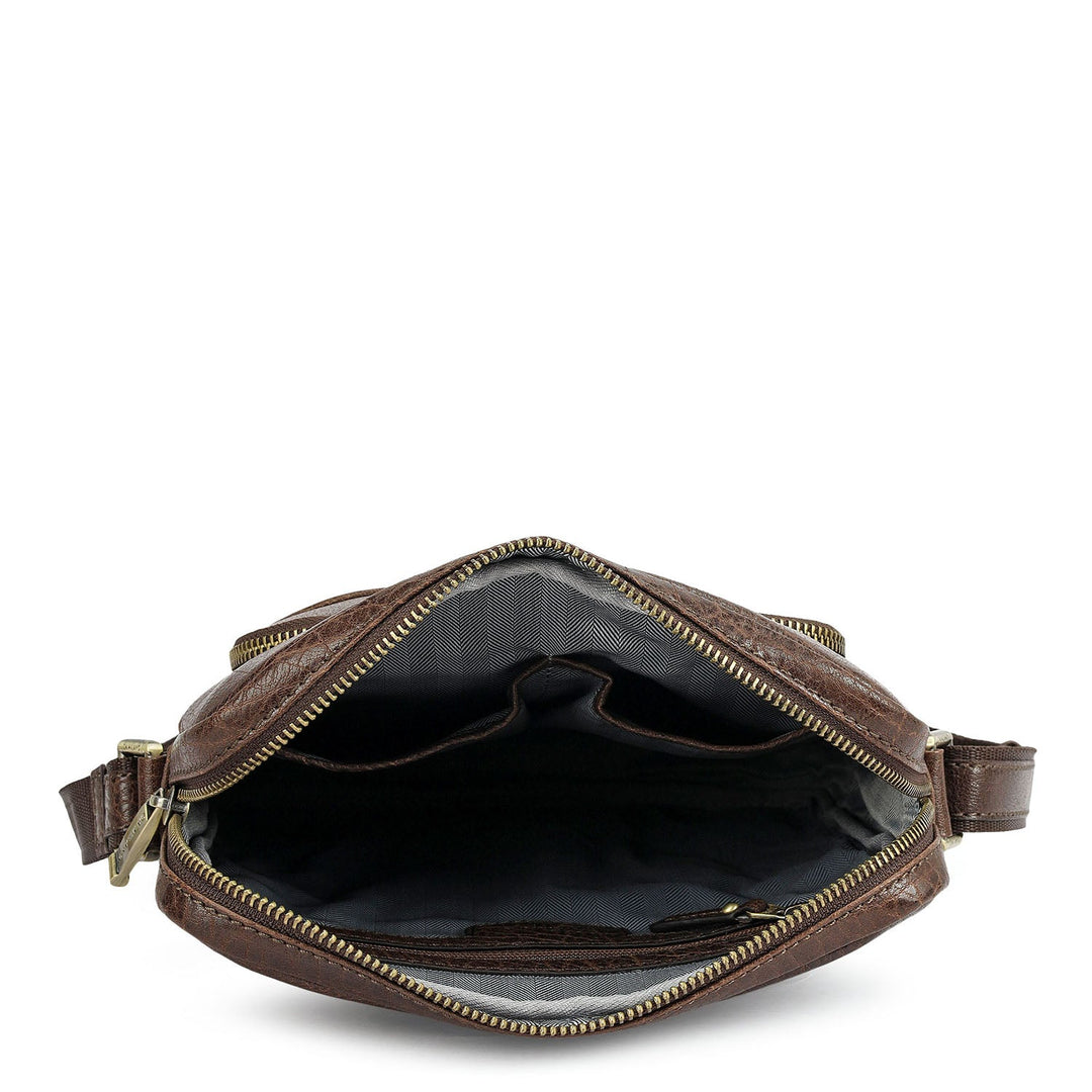 Elephant Pattern Leather Men Sling - Brown