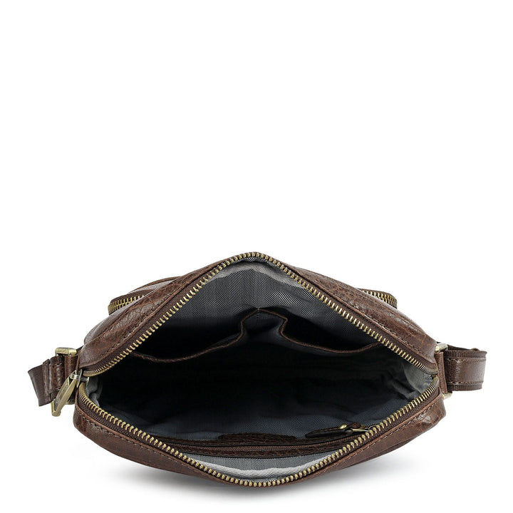 Elephant Pattern Leather Men Sling - Brown