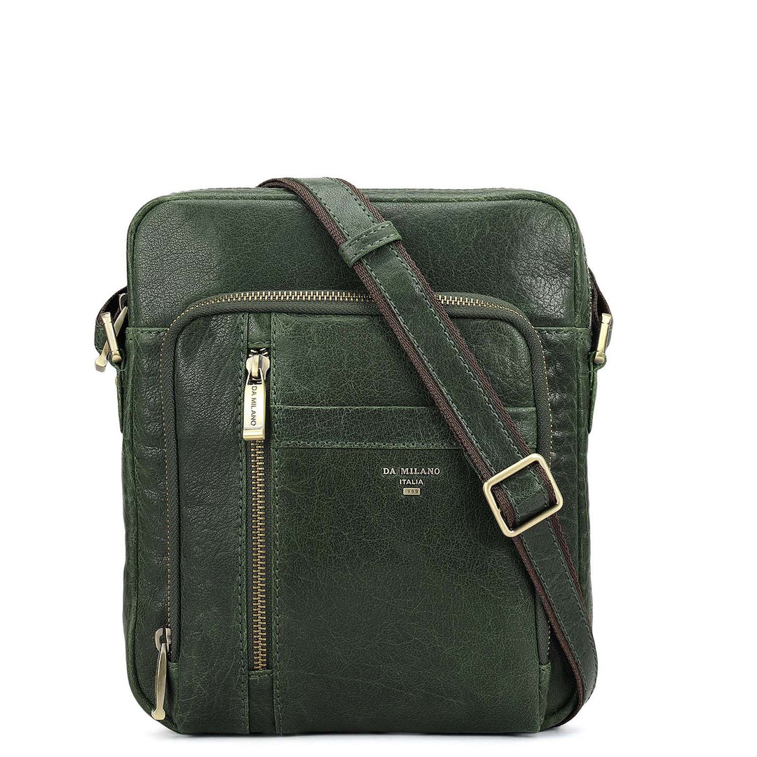 Elephant Pattern Leather Men Sling - Petrol Green