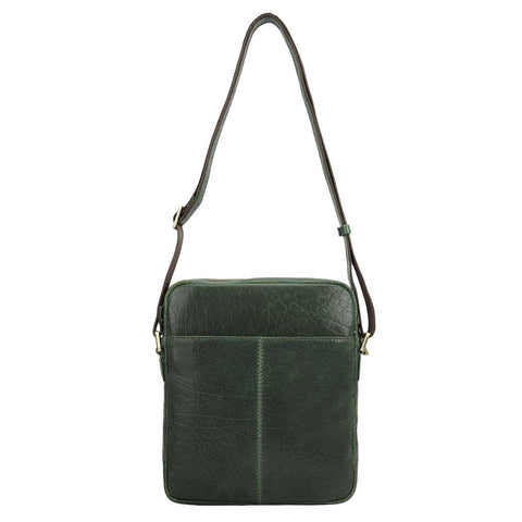 Elephant Pattern Leather Men Sling - Petrol Green
