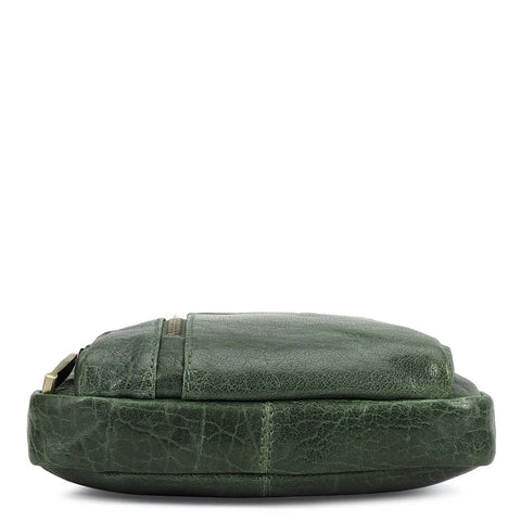 Elephant Pattern Leather Men Sling - Petrol Green