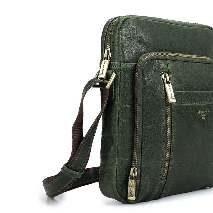 Elephant Pattern Leather Men Sling - Petrol Green