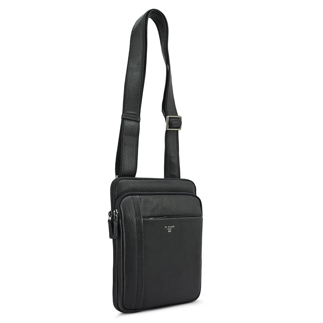 Wax Leather Men Sling - Black