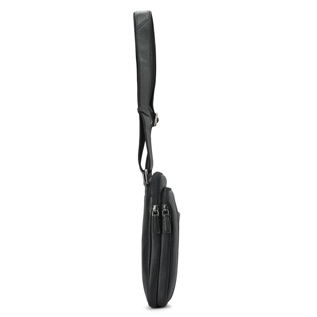 Wax Leather Men Sling - Black