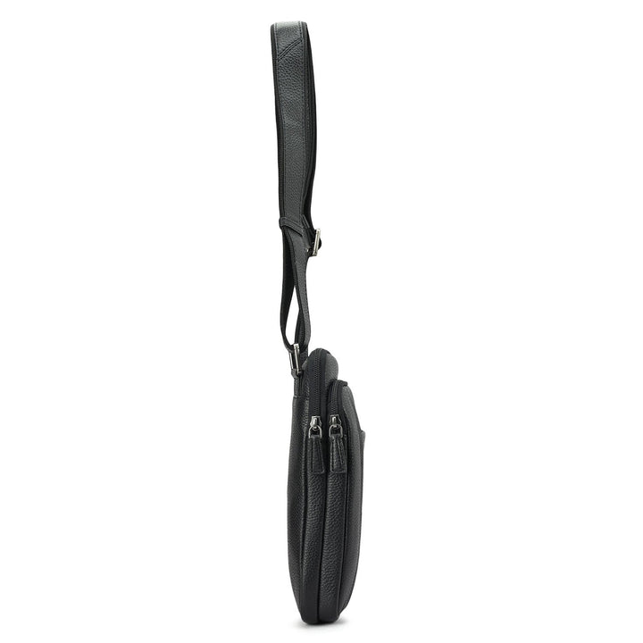Wax Leather Men Sling - Black