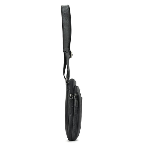 Wax Leather Men Sling - Black