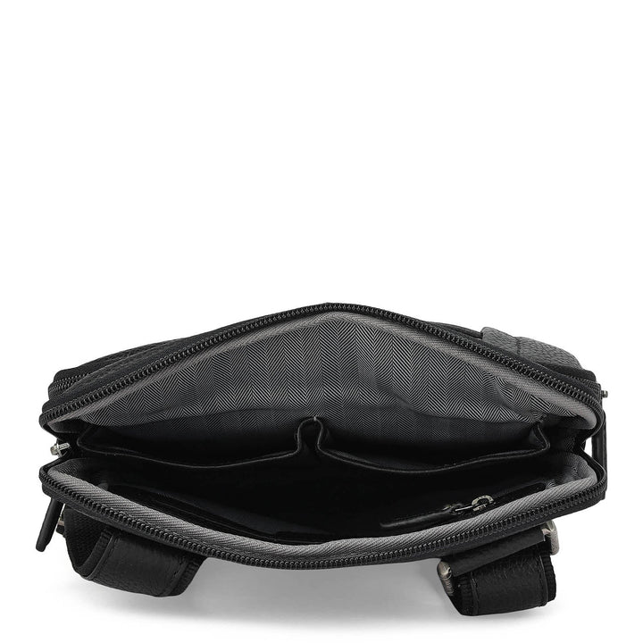 Wax Leather Men Sling - Black