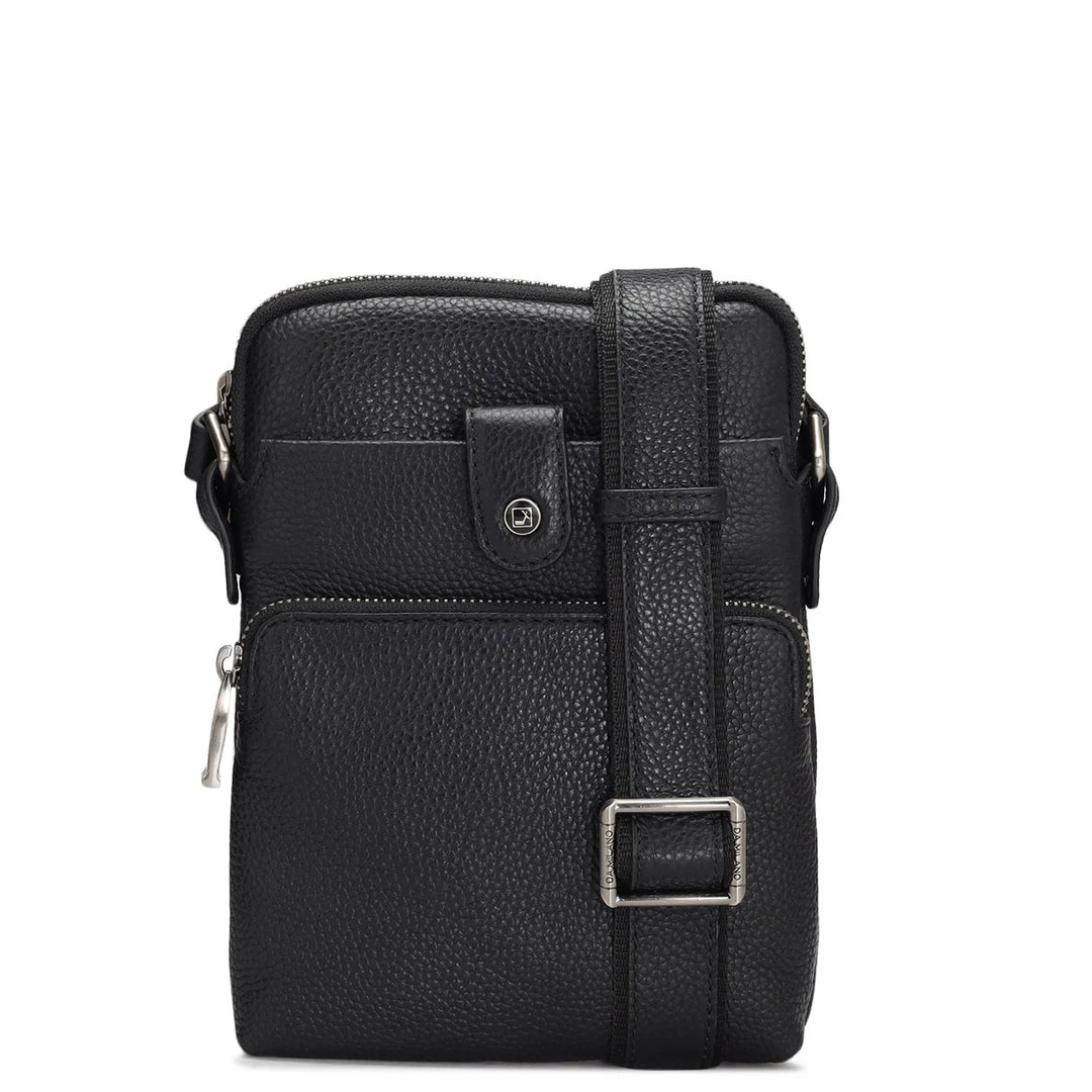 Wax Leather Men Sling - Black