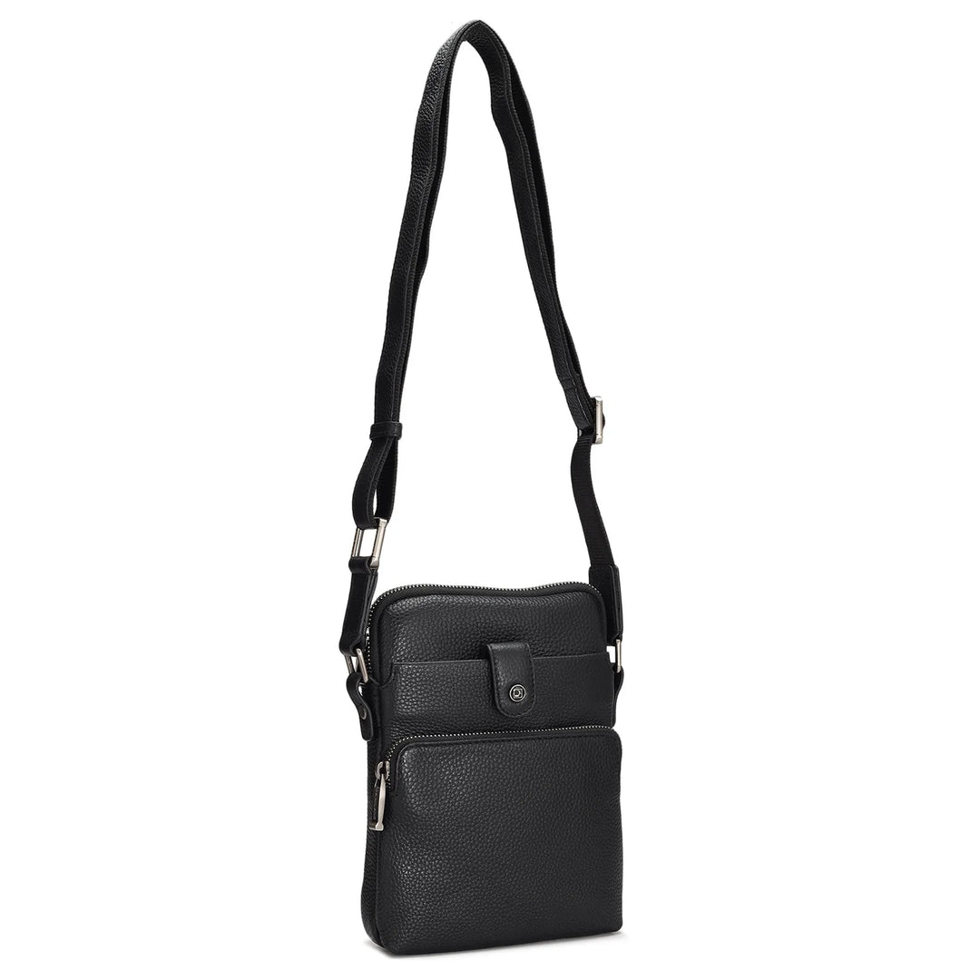 Wax Leather Men Sling - Black