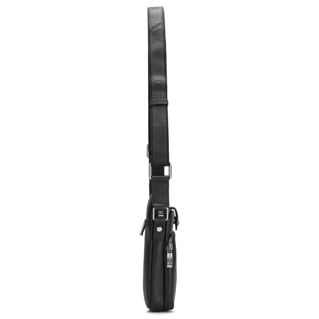 Wax Leather Men Sling - Black