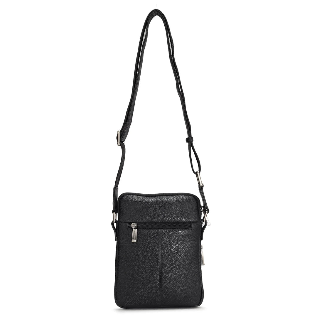 Wax Leather Men Sling - Black