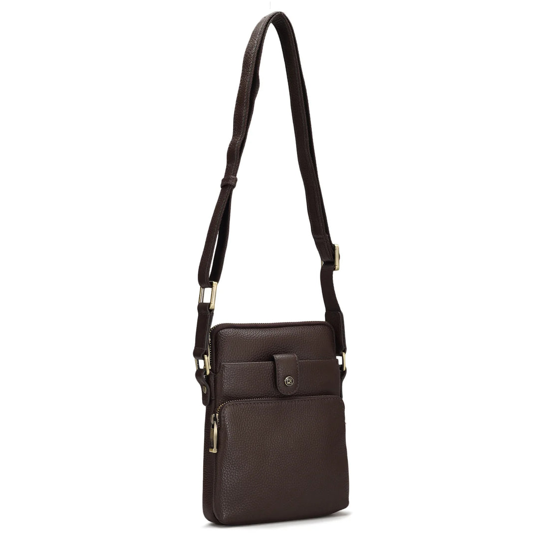 Wax Leather Men Sling - Chocolate