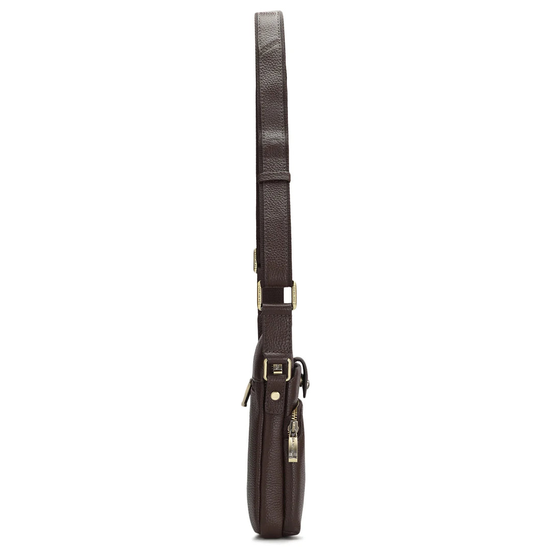 Wax Leather Men Sling - Chocolate