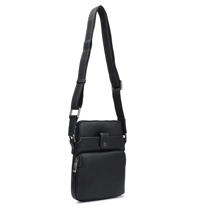 Wax Leather Men Sling - Black