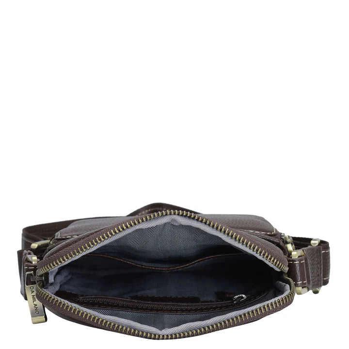 Wax Leather Men Sling - Chocolate