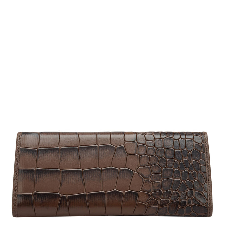 Croco Leather Spectacle Case - Walnut