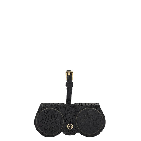 Croco Leather Spectacle Case - Black