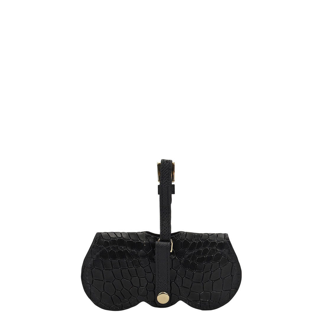 Croco Leather Spectacle Case - Black