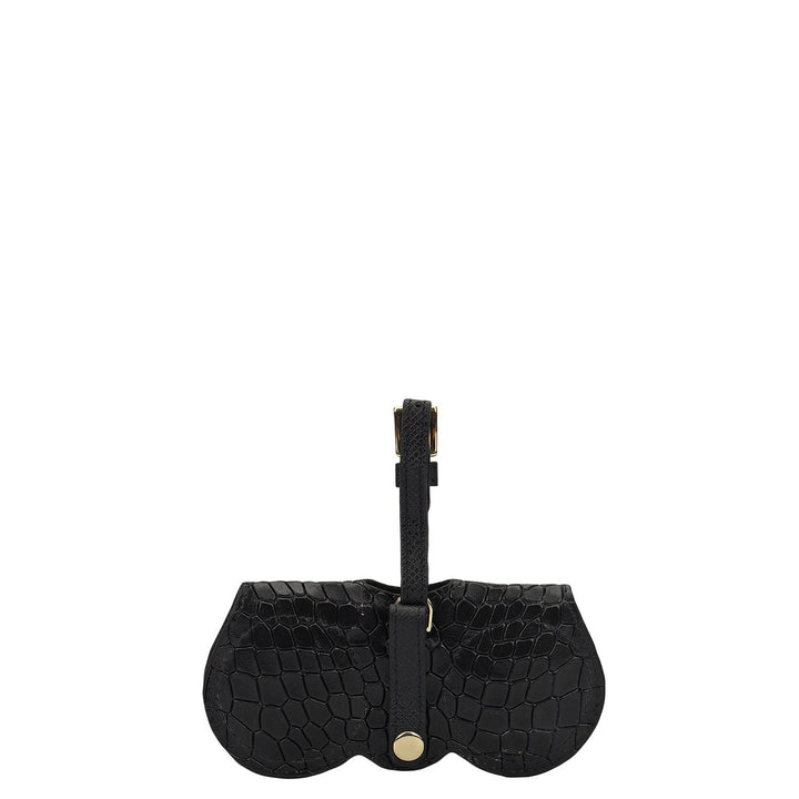 Croco Leather Spectacle Case - Black
