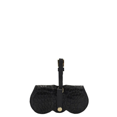 Croco Leather Spectacle Case - Black