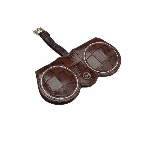 Croco Leather Spectacle Case - Brown