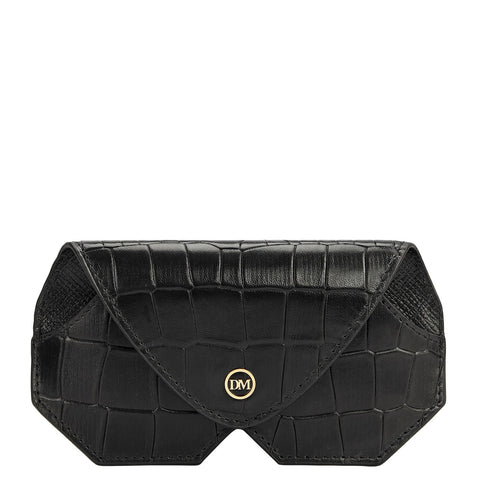Croco Leather Spectacle Case - Black