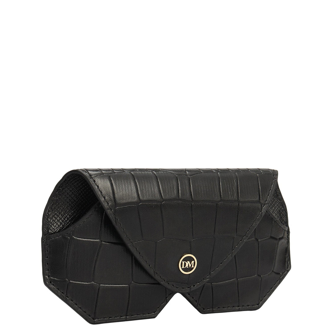 Croco Leather Spectacle Case - Black