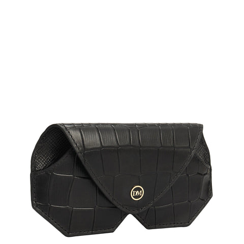 Croco Leather Spectacle Case - Black