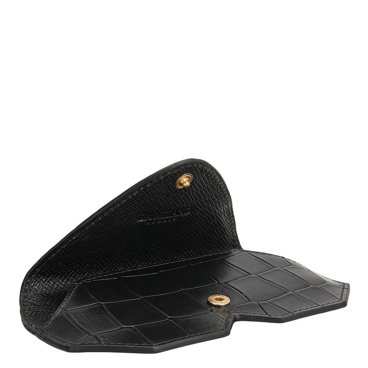 Croco Leather Spectacle Case - Black