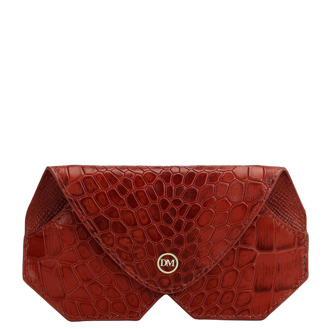 Croco Leather Spectacle Case - Brick