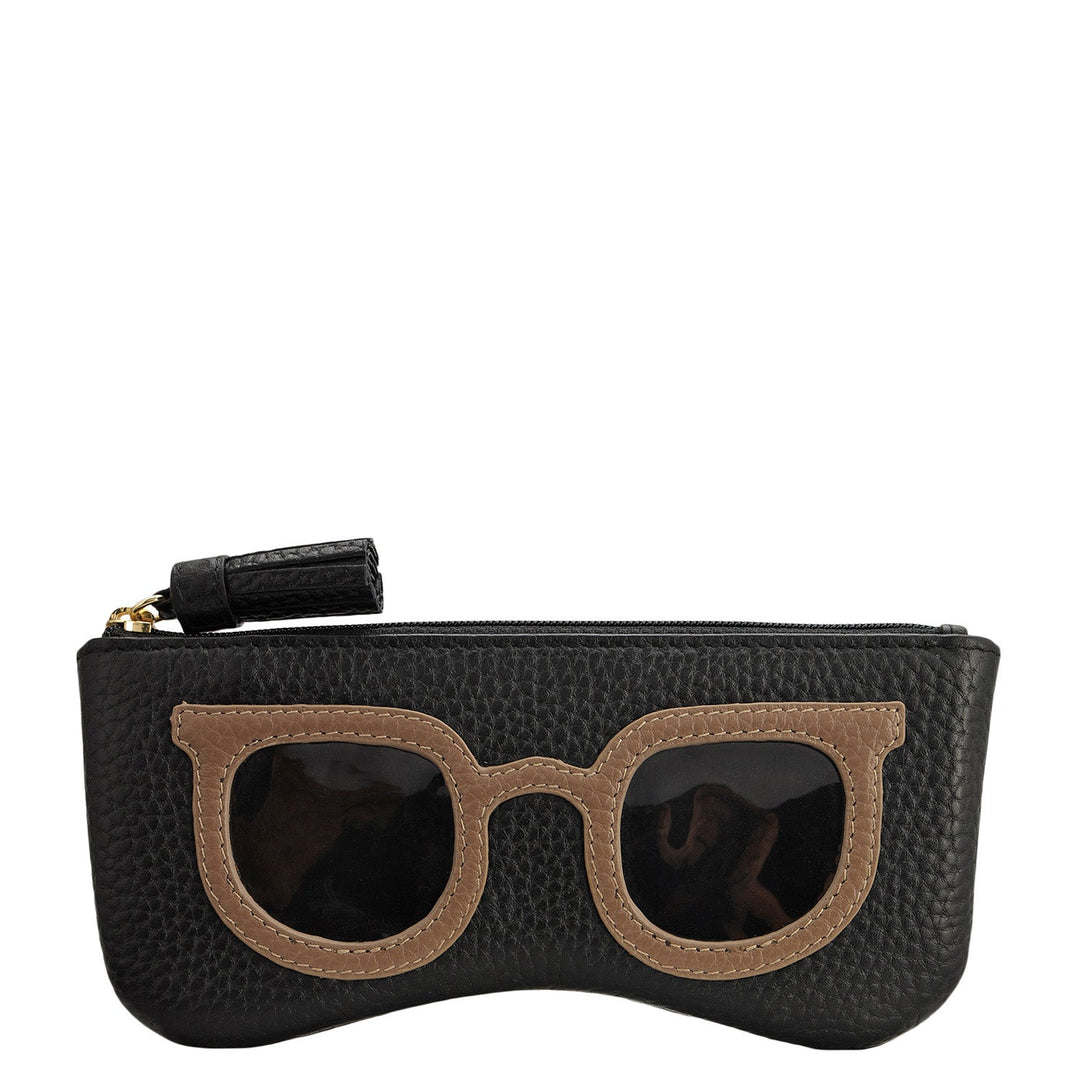 Wax Leather Spectacle Case - Black