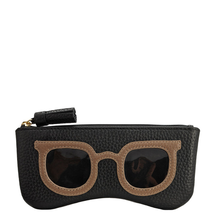 Wax Leather Spectacle Case - Black