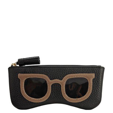Wax Leather Spectacle Case - Black