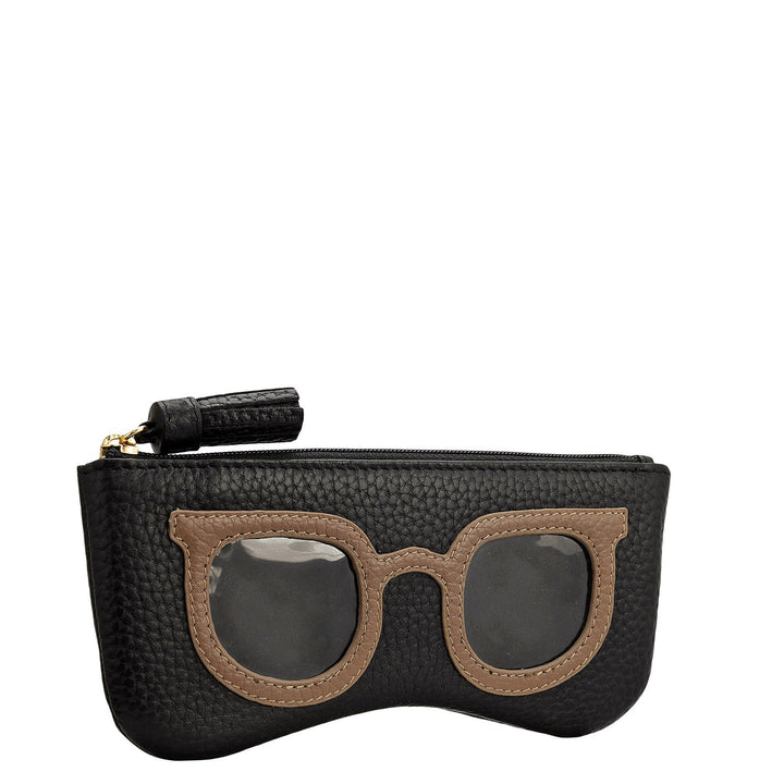 Wax Leather Spectacle Case - Black