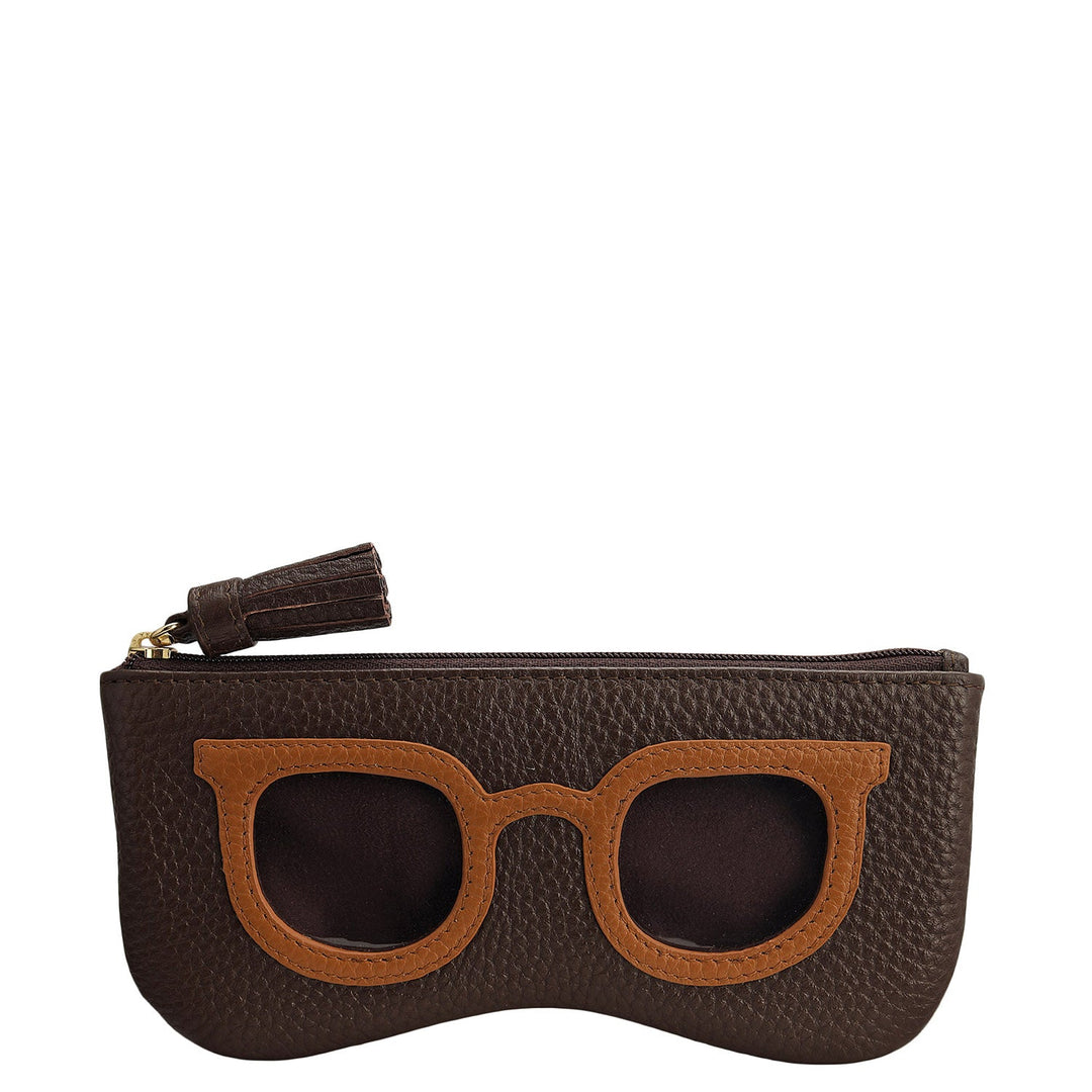 Wax Leather Spectacle Case - Chocolate