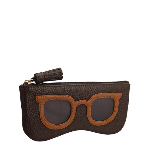 Wax Leather Spectacle Case - Chocolate
