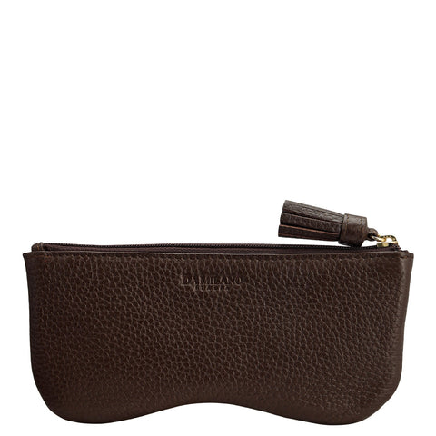 Wax Leather Spectacle Case - Chocolate