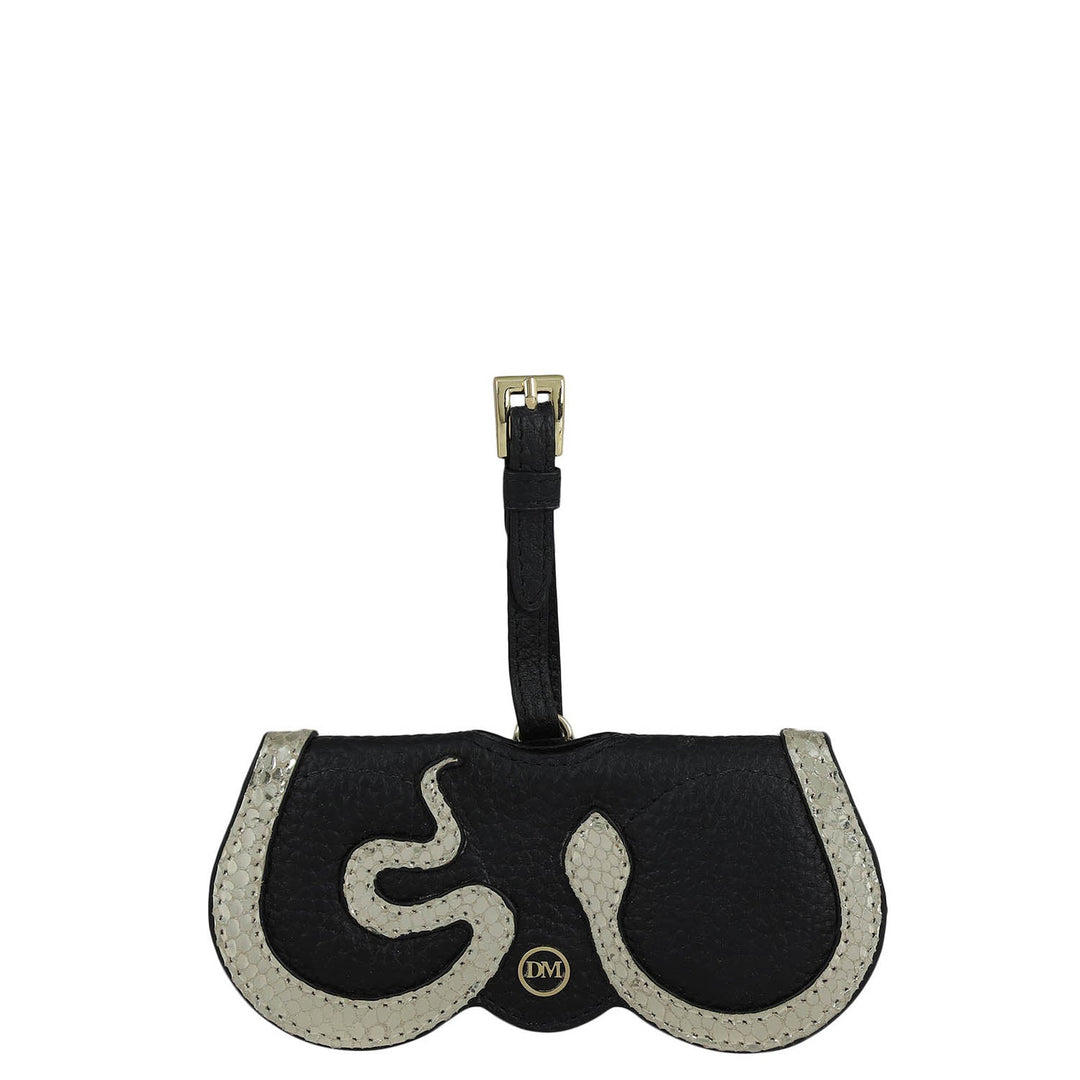 Wax Snake Leather Spectacle Case - Black