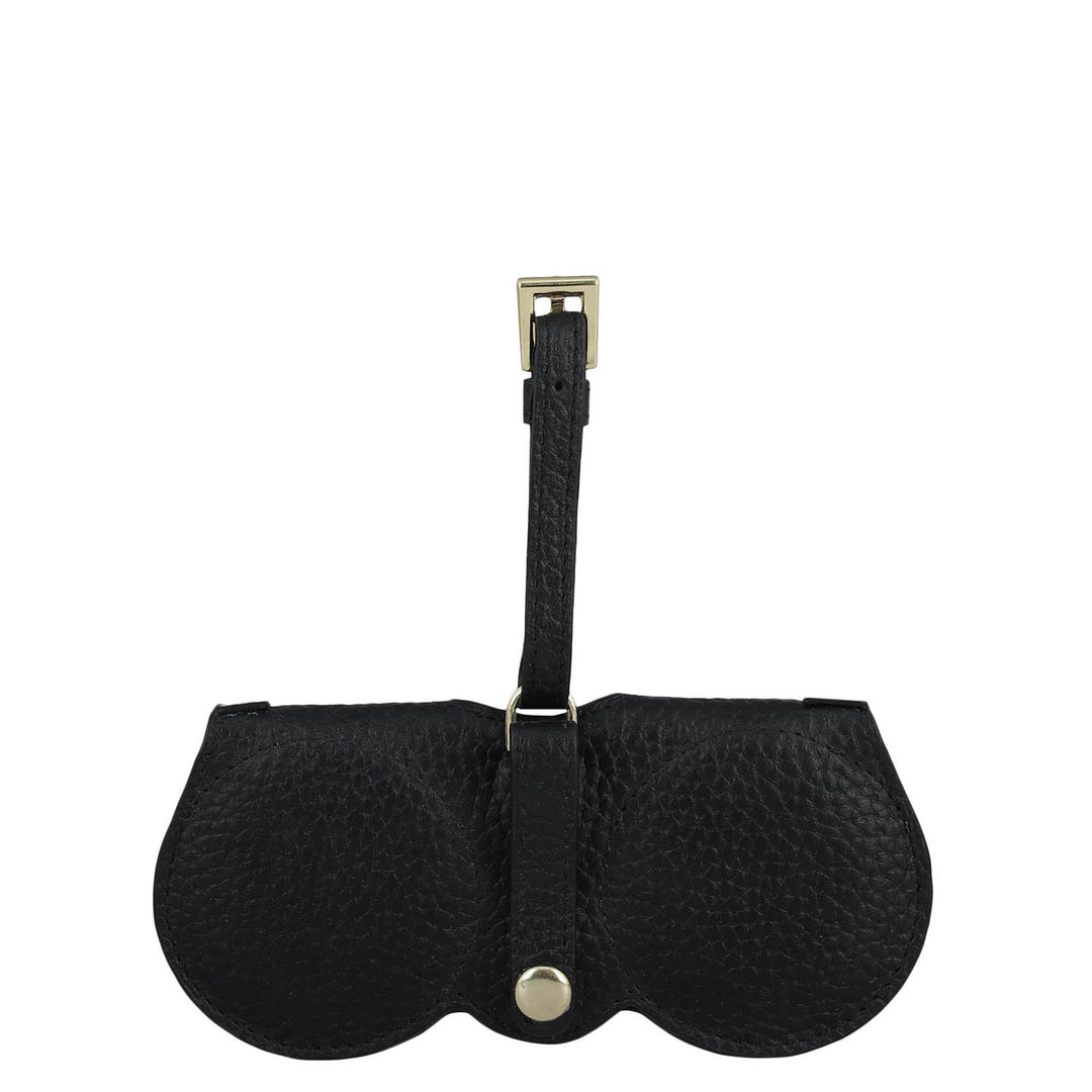 Wax Snake Leather Spectacle Case - Black