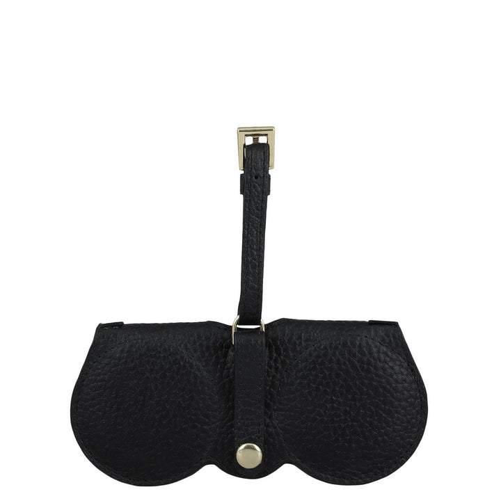Wax Snake Leather Spectacle Case - Black