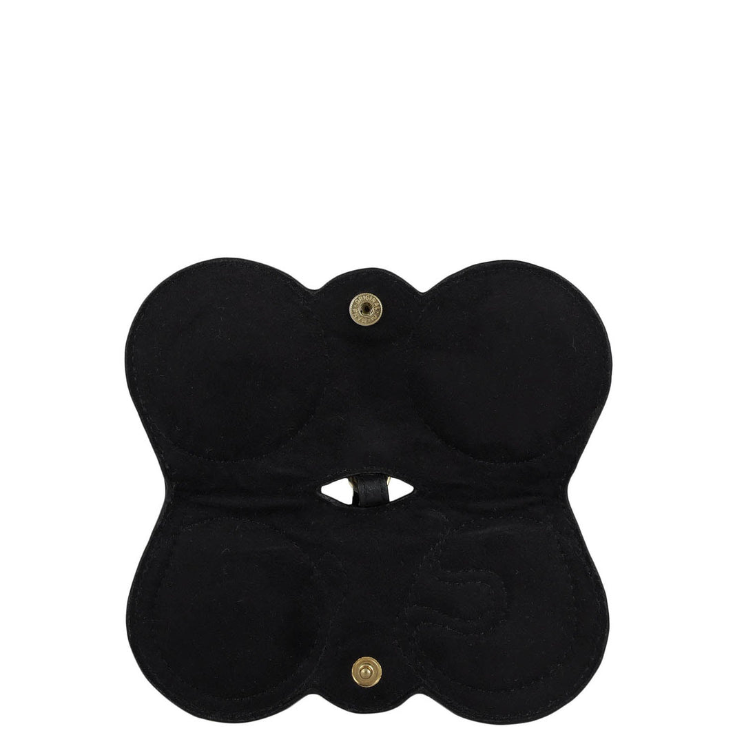 Wax Snake Leather Spectacle Case - Black